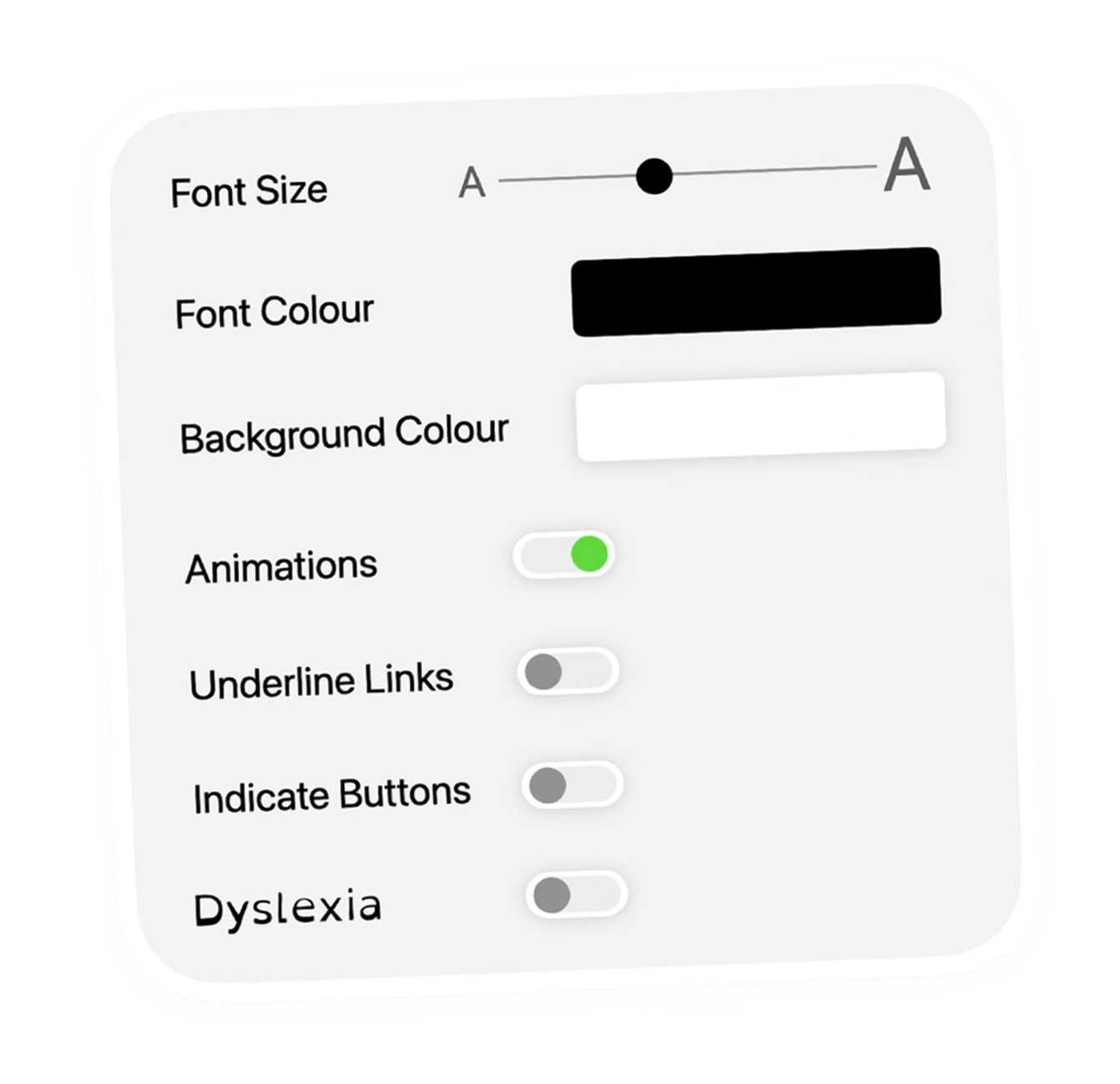 Font settings panel
